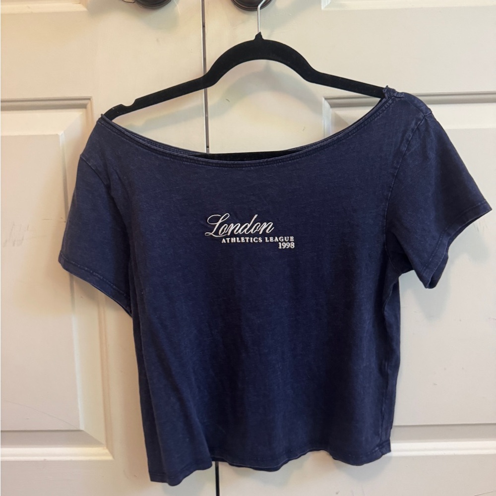 Garage Blue Crop T-Shirt Relaxed Short Sleeve